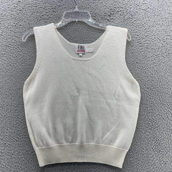 Vintage Fia Italia Size L Knit Blouse Hand Loomed Sleeveless White NEW - Picture 1 of 8